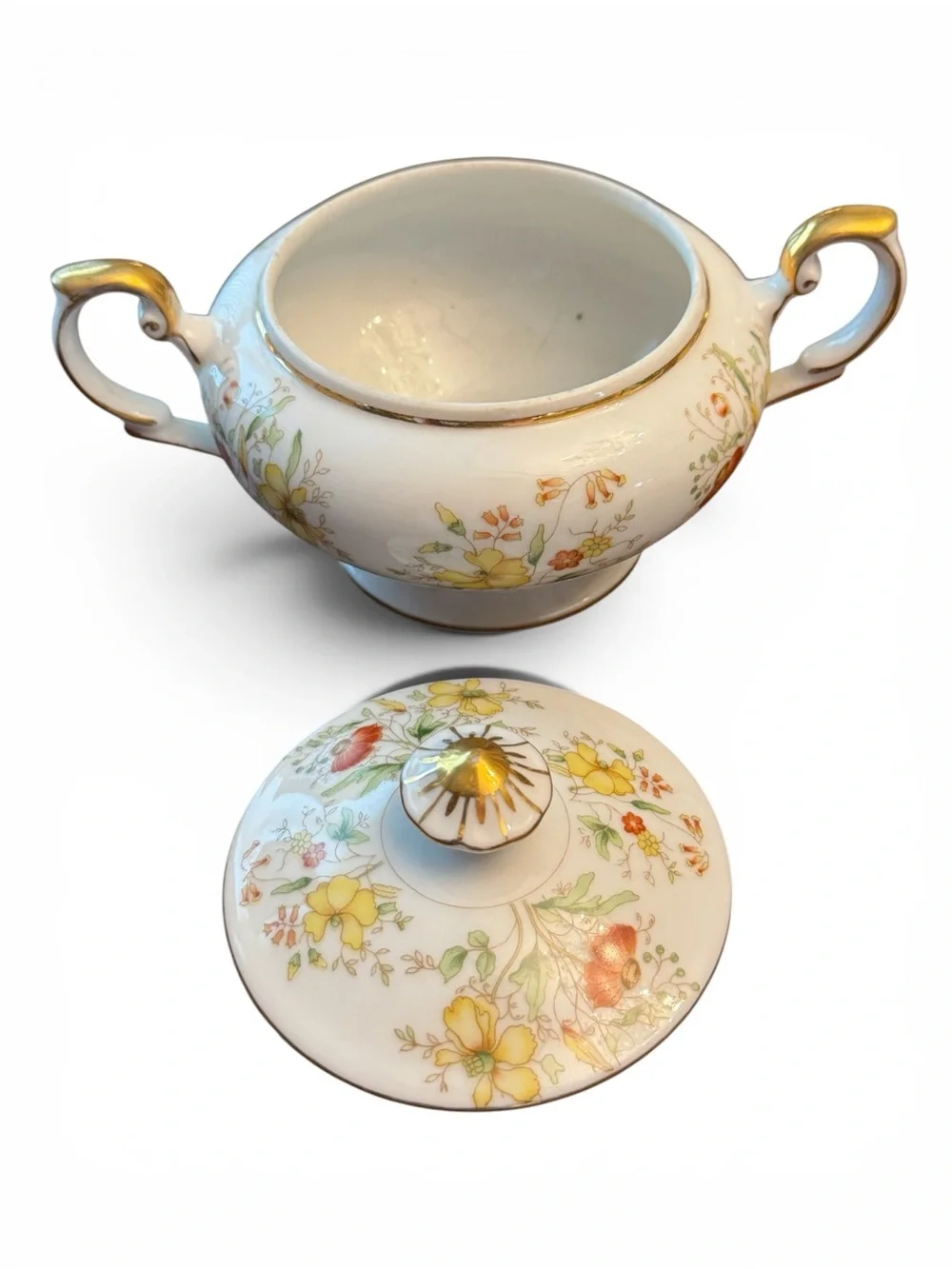 Vintage Porcelain Lidded Sugar Bowl by Grace China “Sarna” pattern 1945-54